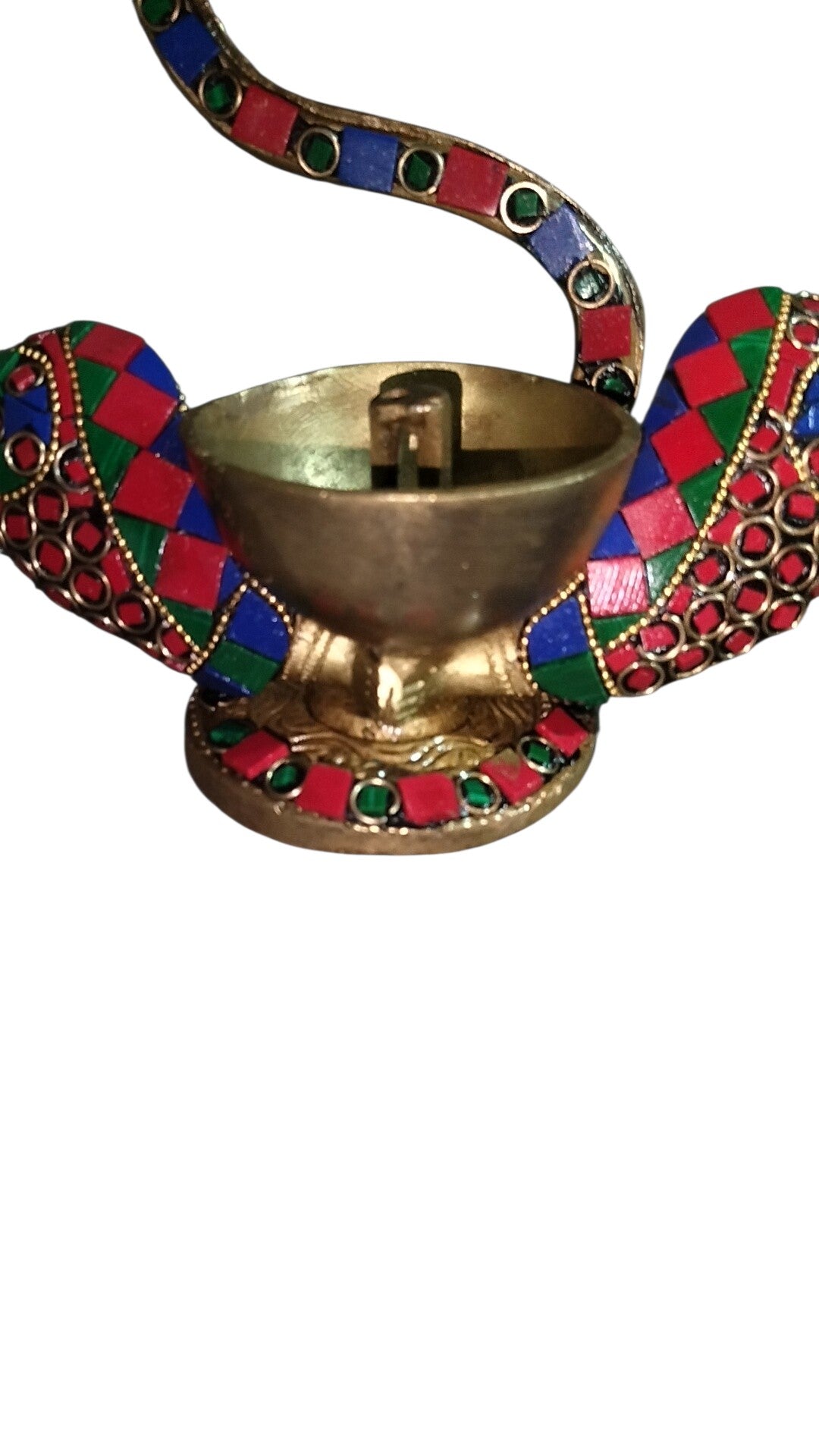 Brass Diya Ganesh With stone Statue