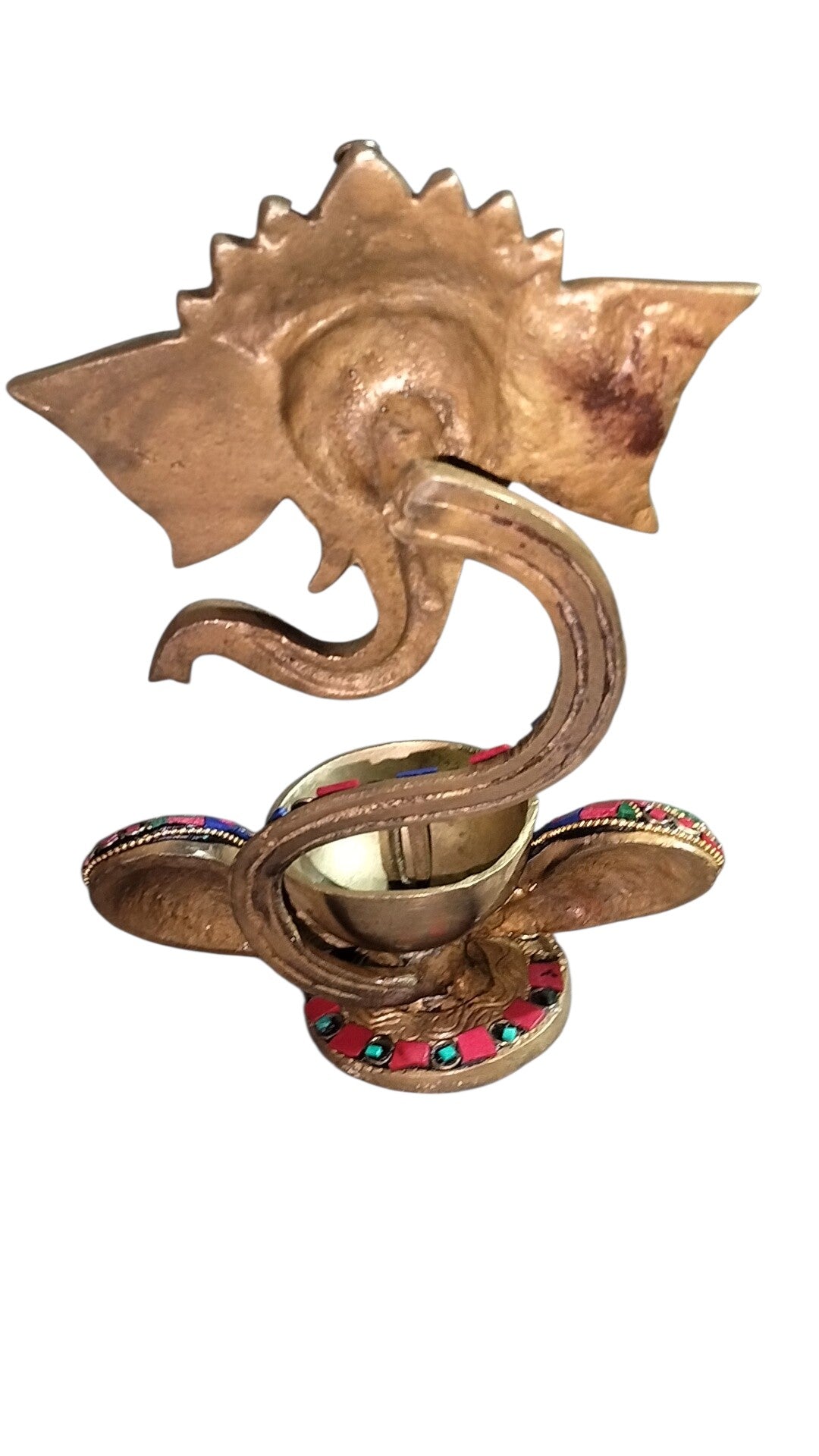 Brass Diya Ganesh With stone Statue