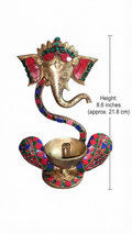 Brass Diya Ganesh With stone Statue